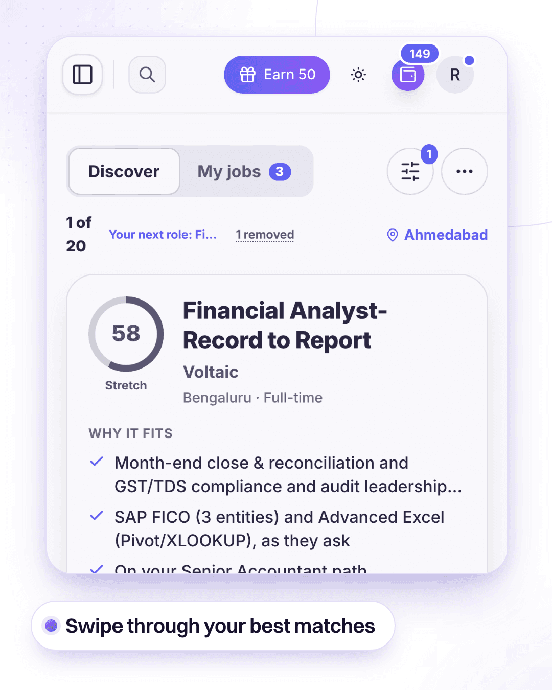 The SkillDrift job board: jobs scored out of 100, shortlisted with apply links and tracked to the outcome